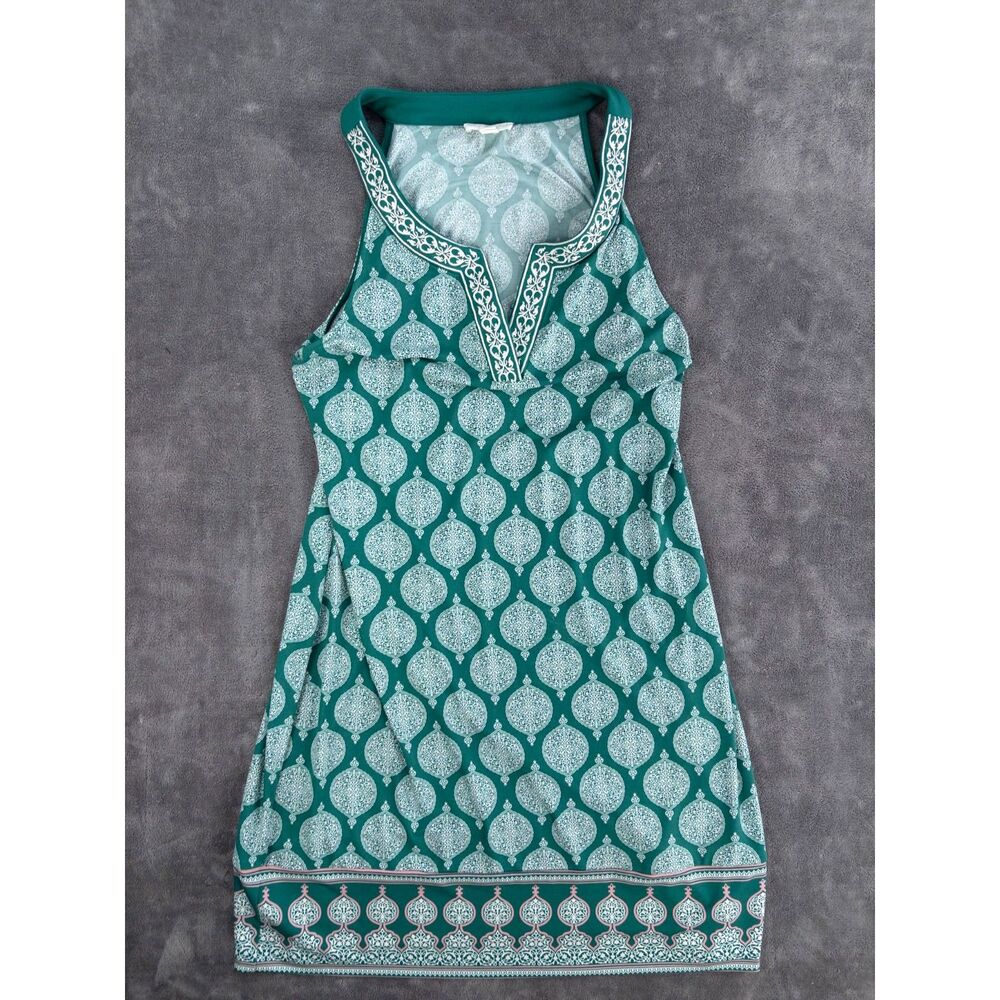Magnolia Grace Alhambra Tank Dress Green Large Embroidered Trim Stretch